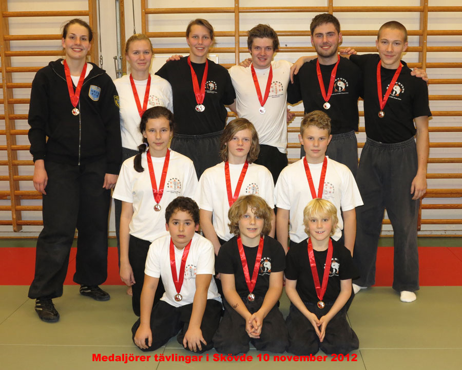 Happy medalists O Shin Chuen Kung Fu competition in Skövde 10 November 2012